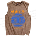 Unisex Integration Geometry Printed Washed Tank Top