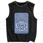 Unisex Ramen Bones Printed Washed Tank Top