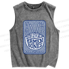 Unisex Ramen Bones Printed Washed Tank Top