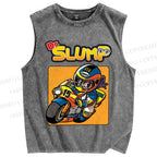 Unisex Arale Norimaki Riding Motorcycle Printed Washed Tank Top