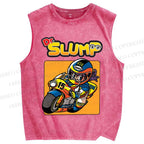 Unisex Arale Norimaki Riding Motorcycle Printed Washed Tank Top