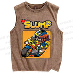 Unisex Arale Norimaki Riding Motorcycle Printed Washed Tank Top