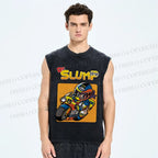 Unisex Arale Norimaki Riding Motorcycle Printed Washed Tank Top
