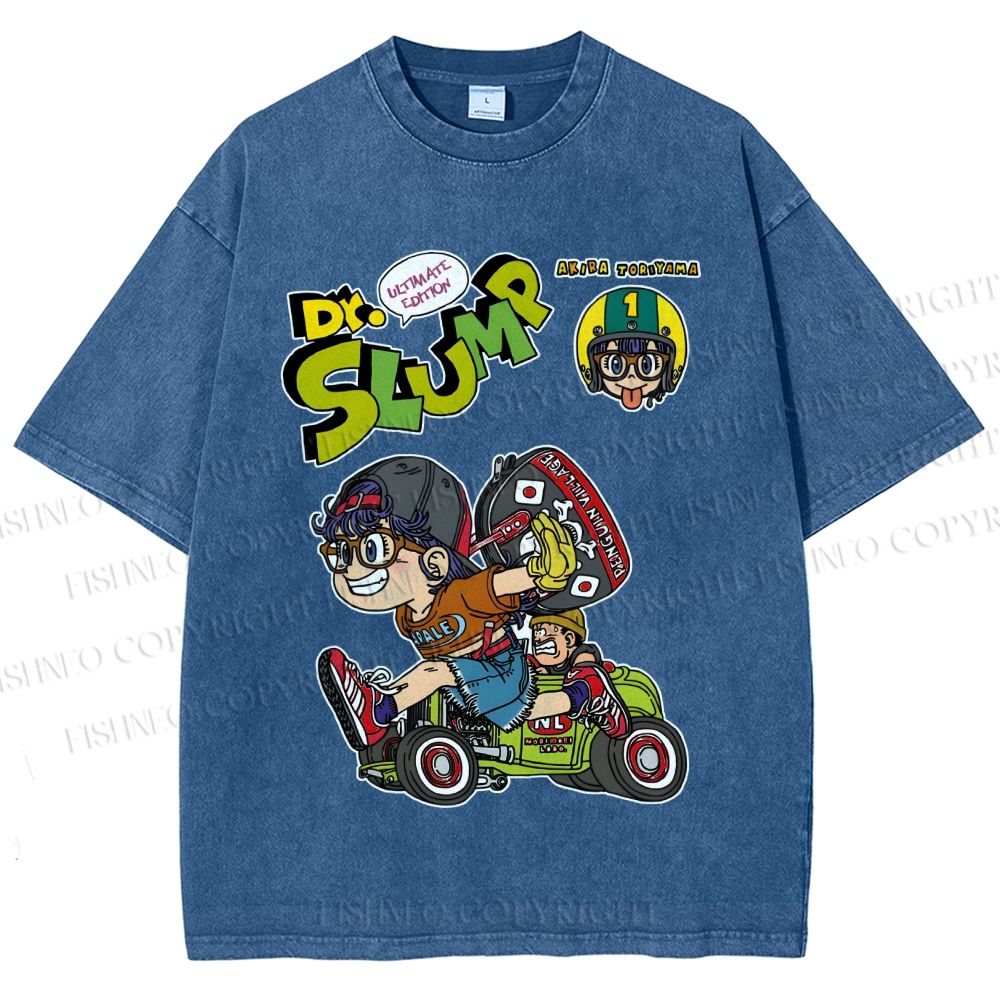 Unisex Arale Norimaki Running Printed Washed Tee