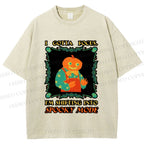 Unisex Funny Pumpkin Man Shifting Into Spooky Mode Printed Washed Tee