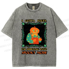 Unisex Funny Pumpkin Man Shifting Into Spooky Mode Printed Washed Tee