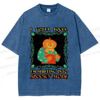 Unisex Funny Pumpkin Man Shifting Into Spooky Mode Printed Washed Tee