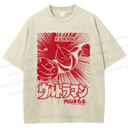 Unisex Ultraman Coming Japanese Printed Washed Tee