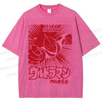 Unisex Ultraman Coming Japanese Printed Washed Tee