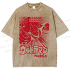 Unisex Ultraman Coming Japanese Printed Washed Tee