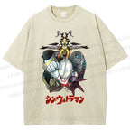 Unisex Ultraman Monsters Japanese Printed Washed Tee