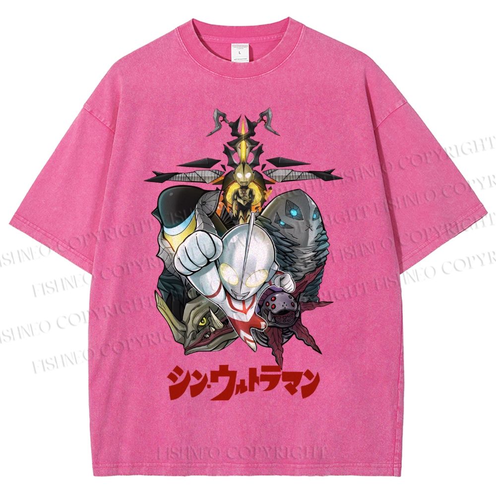 Unisex Ultraman Monsters Japanese Printed Washed Tee