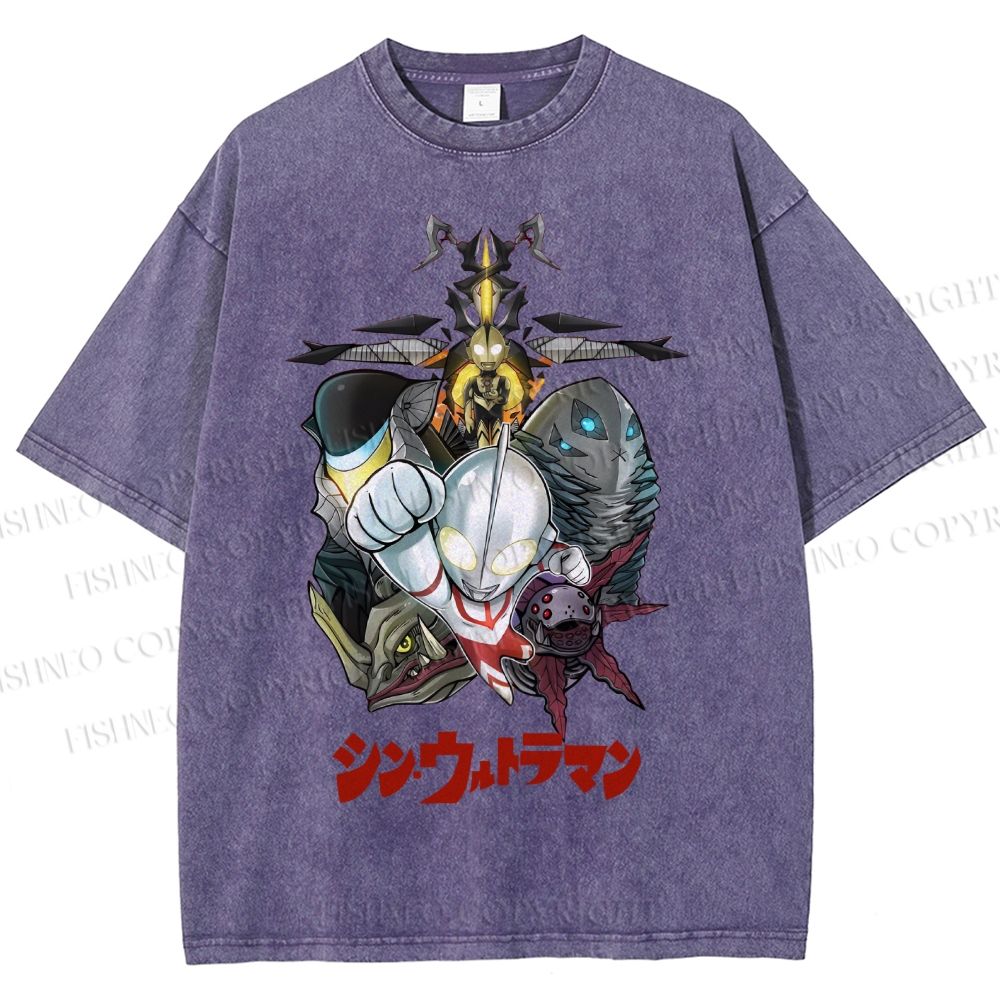 Unisex Ultraman Monsters Japanese Printed Washed Tee