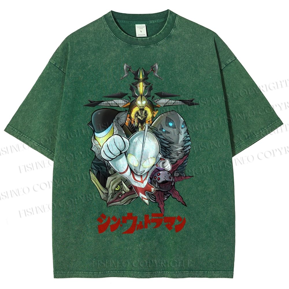 Unisex Ultraman Monsters Japanese Printed Washed Tee