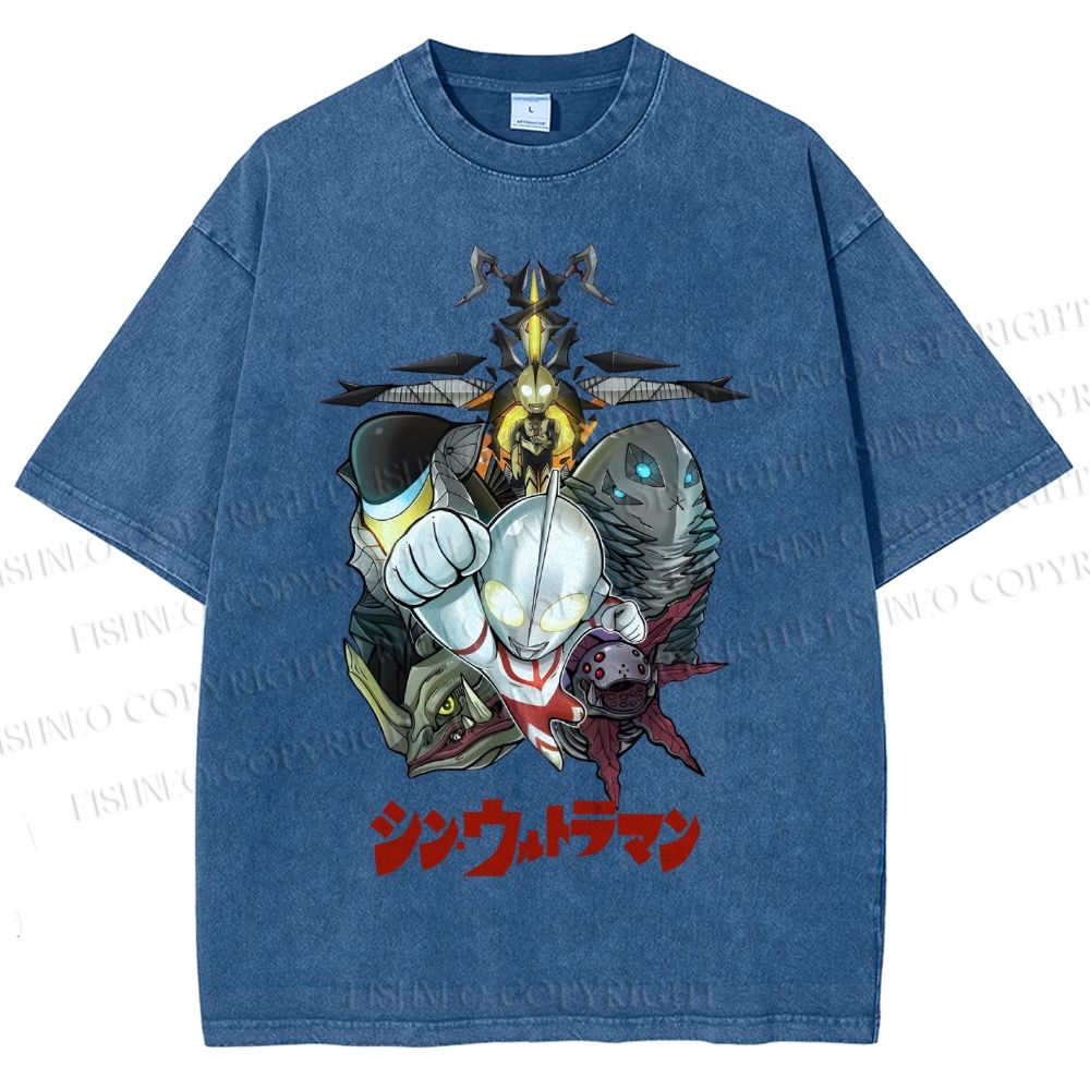 Unisex Ultraman Monsters Japanese Printed Washed Tee