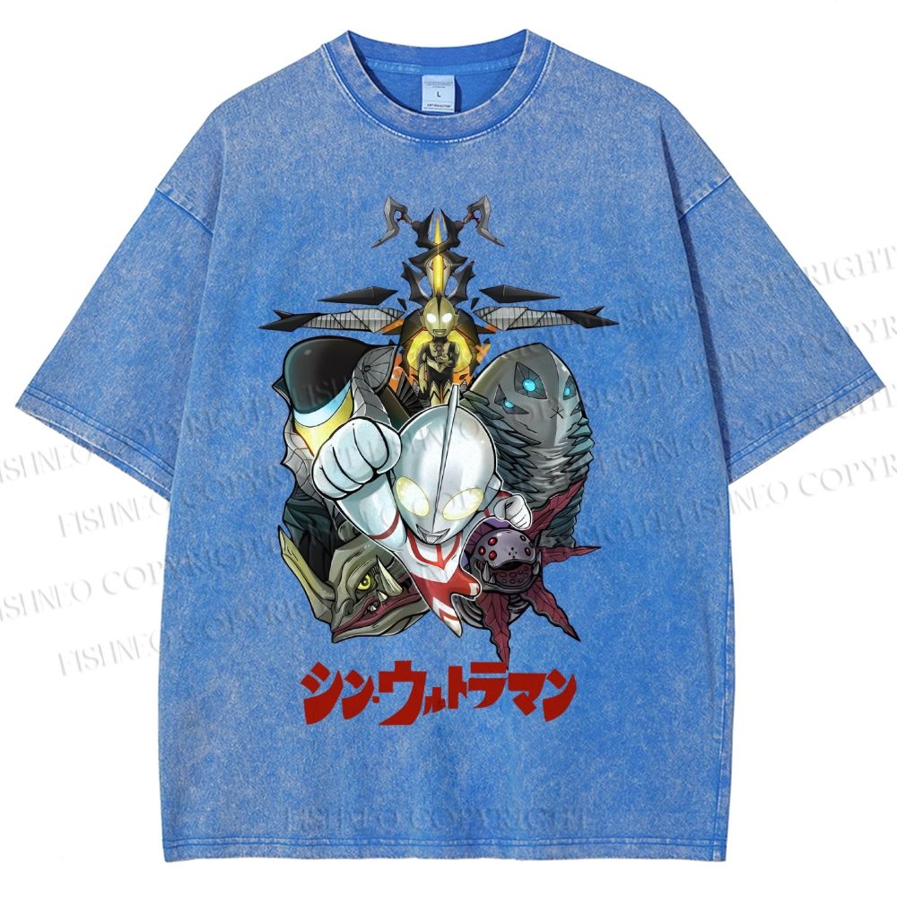 Unisex Ultraman Monsters Japanese Printed Washed Tee