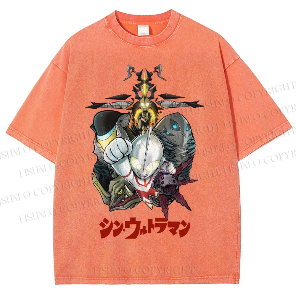 Unisex Ultraman Monsters Japanese Printed Washed Tee