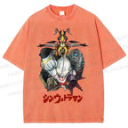 Unisex Ultraman Monsters Japanese Printed Washed Tee