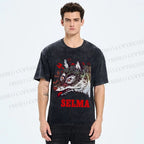 Unisex Selma Silly Vintage Wolf Printed Washed Tee