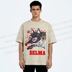 Unisex Selma Silly Vintage Wolf Printed Washed Tee