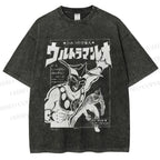 Unisex Ultraman Japanese Vintage Printed Washed Tee