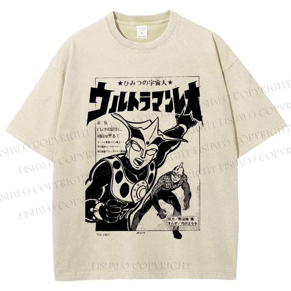 Unisex Ultraman Japanese Vintage Printed Washed Tee