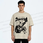 Unisex Ultraman Japanese Vintage Printed Washed Tee
