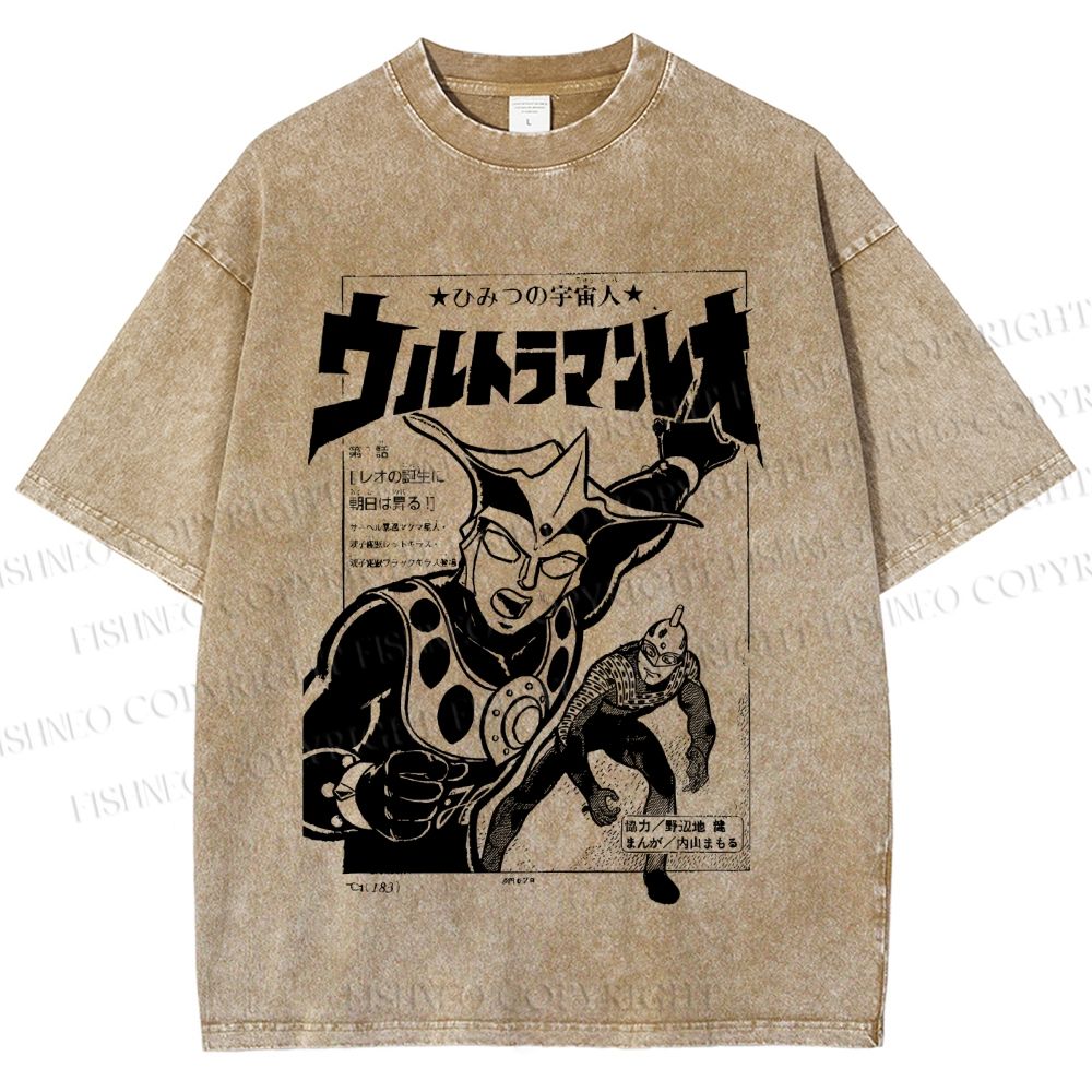 Unisex Ultraman Japanese Vintage Printed Washed Tee