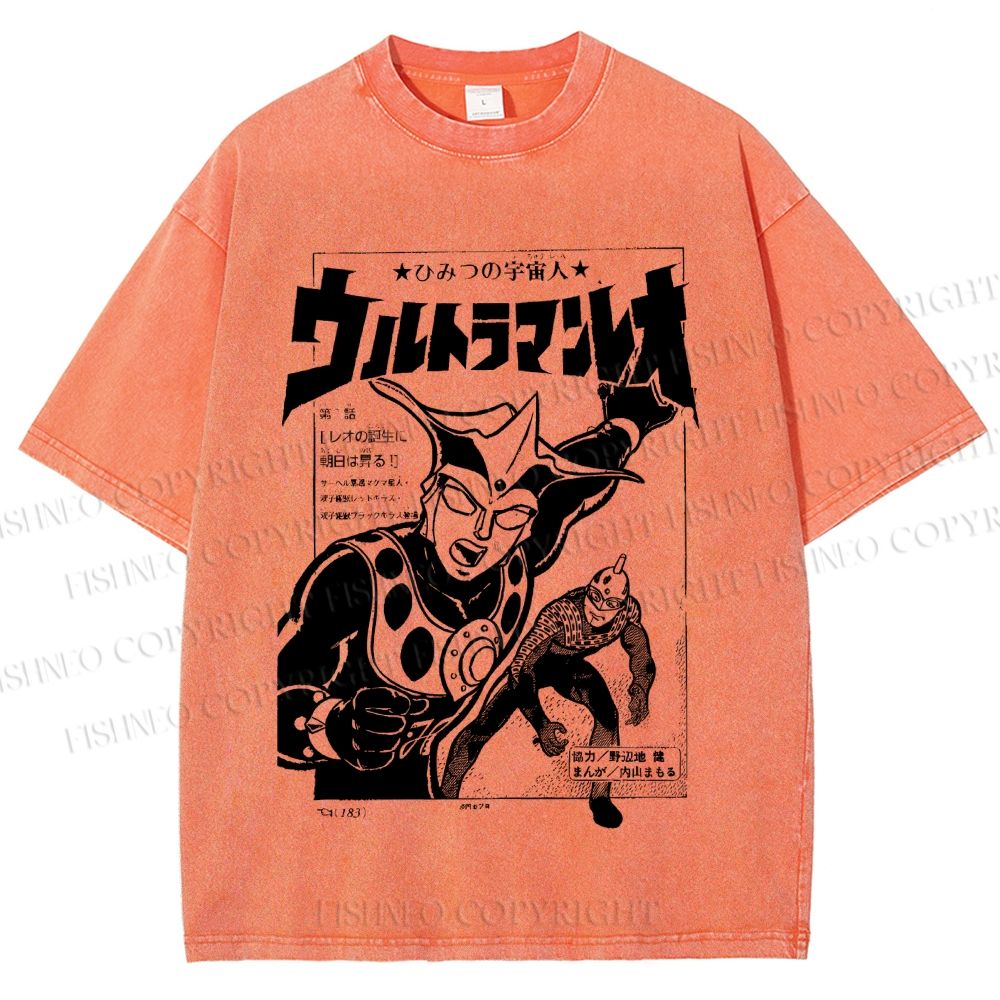 Unisex Ultraman Japanese Vintage Printed Washed Tee
