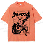 Unisex Ultraman Japanese Vintage Printed Washed Tee