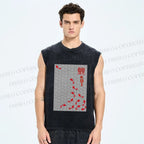 Unisex Japanese Koi Fish Printed Washed Tank Top