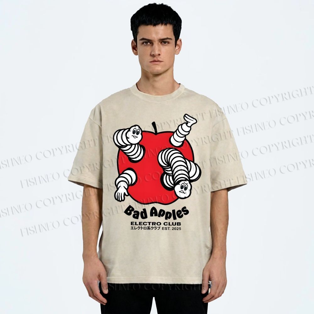 Unisex Bad Apples Printed Washed Tee