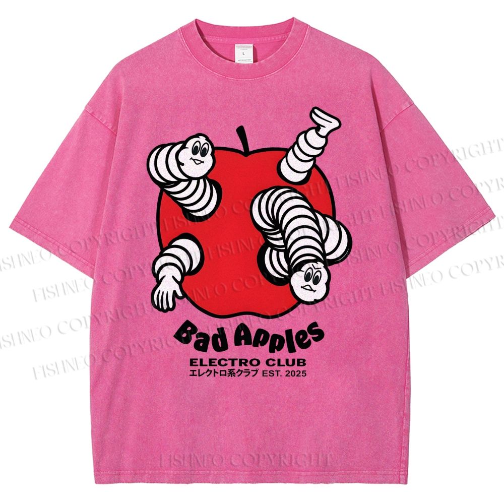 Unisex Bad Apples Printed Washed Tee