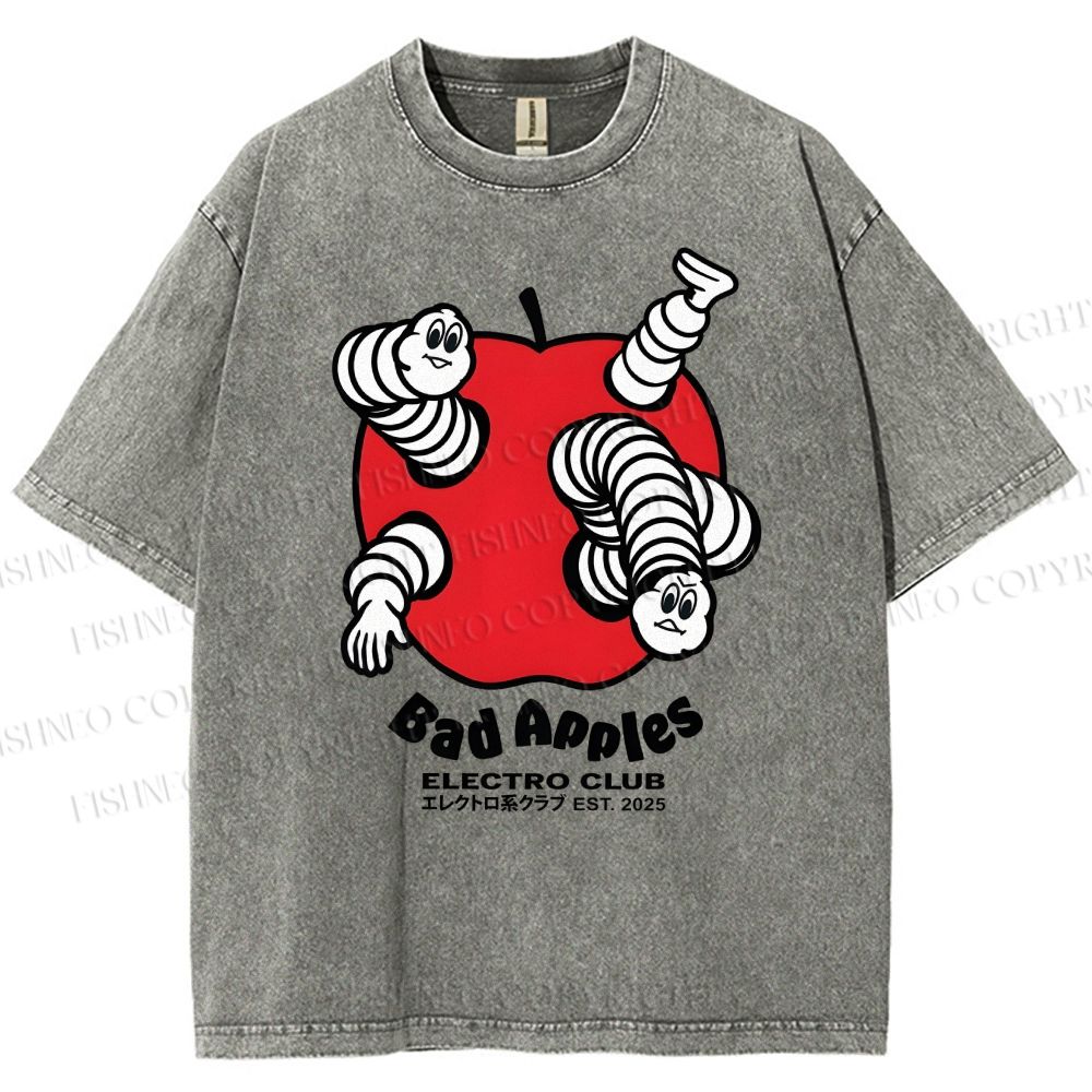 Unisex Bad Apples Printed Washed Tee