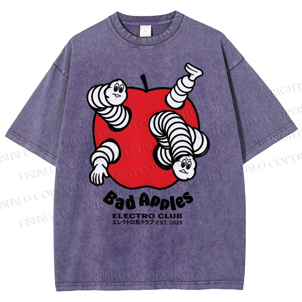 Unisex Bad Apples Printed Washed Tee