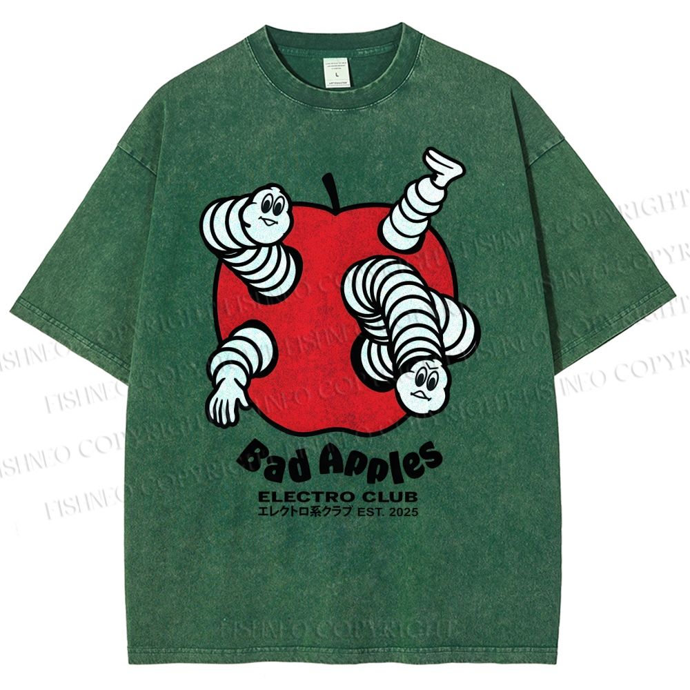 Unisex Bad Apples Printed Washed Tee