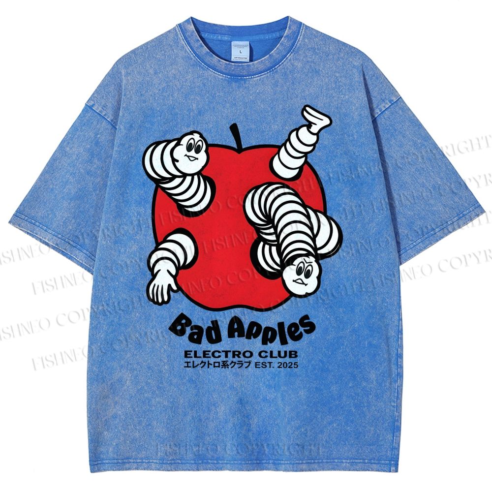Unisex Bad Apples Printed Washed Tee