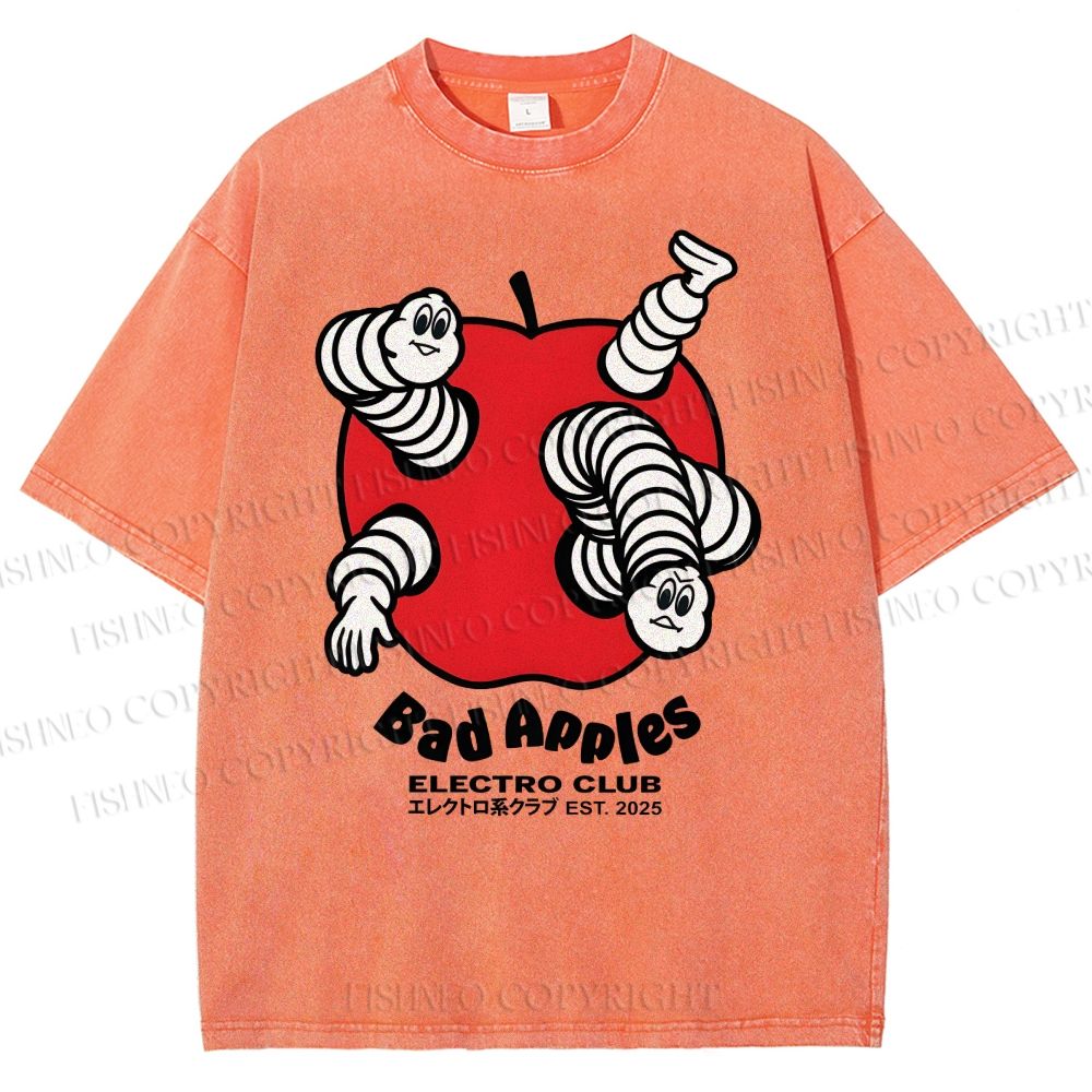 Unisex Bad Apples Printed Washed Tee