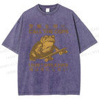 Unisex Frog Call Cops Funny Japanese Printed Washed Tee