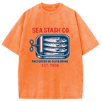 Funny Vintage Sardine Can Washed T-Shirt