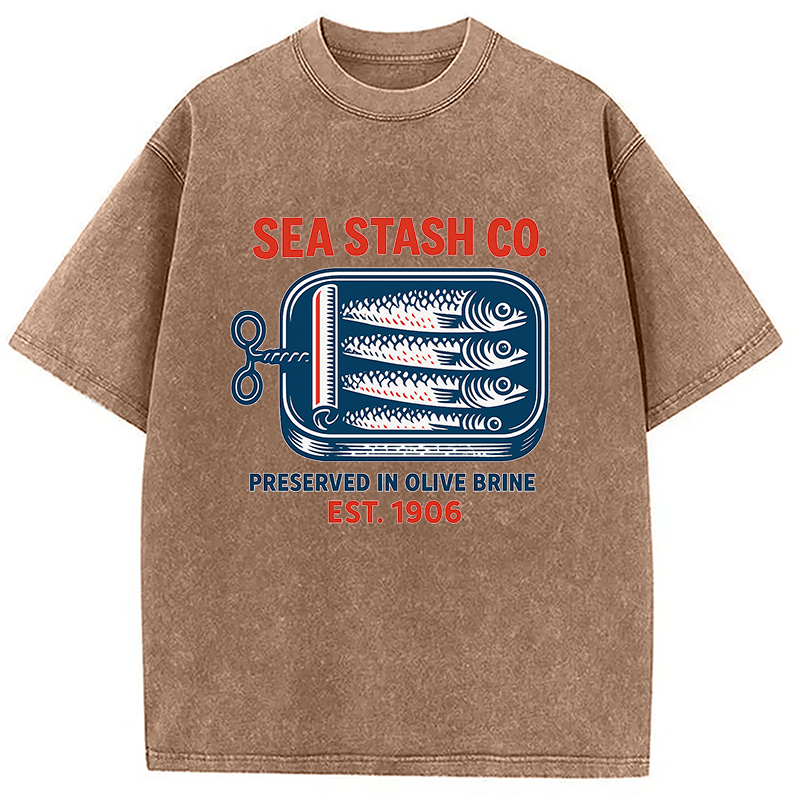Funny Vintage Sardine Can Washed T-Shirt