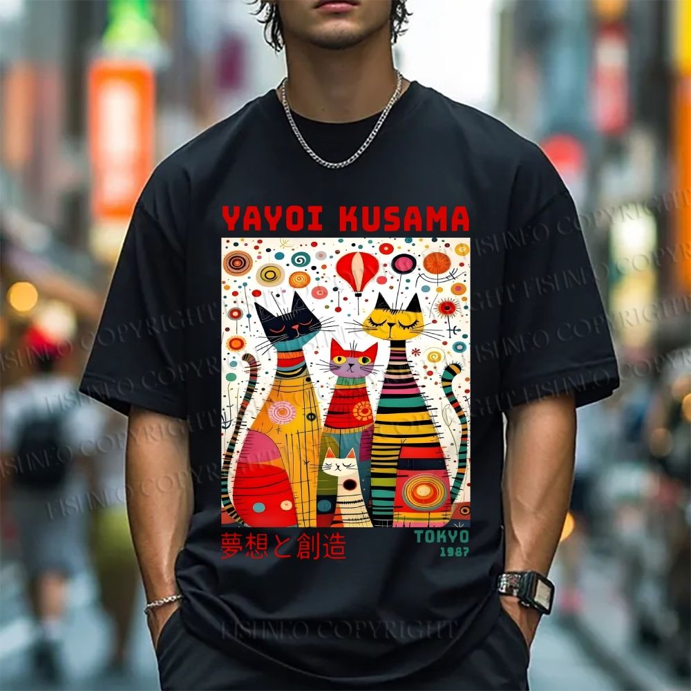 Unisex Yayoi Kusama Cats Dots Classic Cotton T-shirt