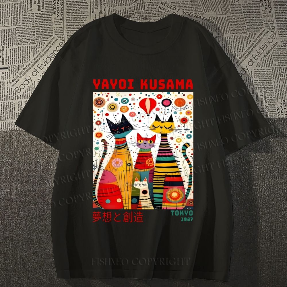 Unisex Yayoi Kusama Cats Dots Classic Cotton T-shirt