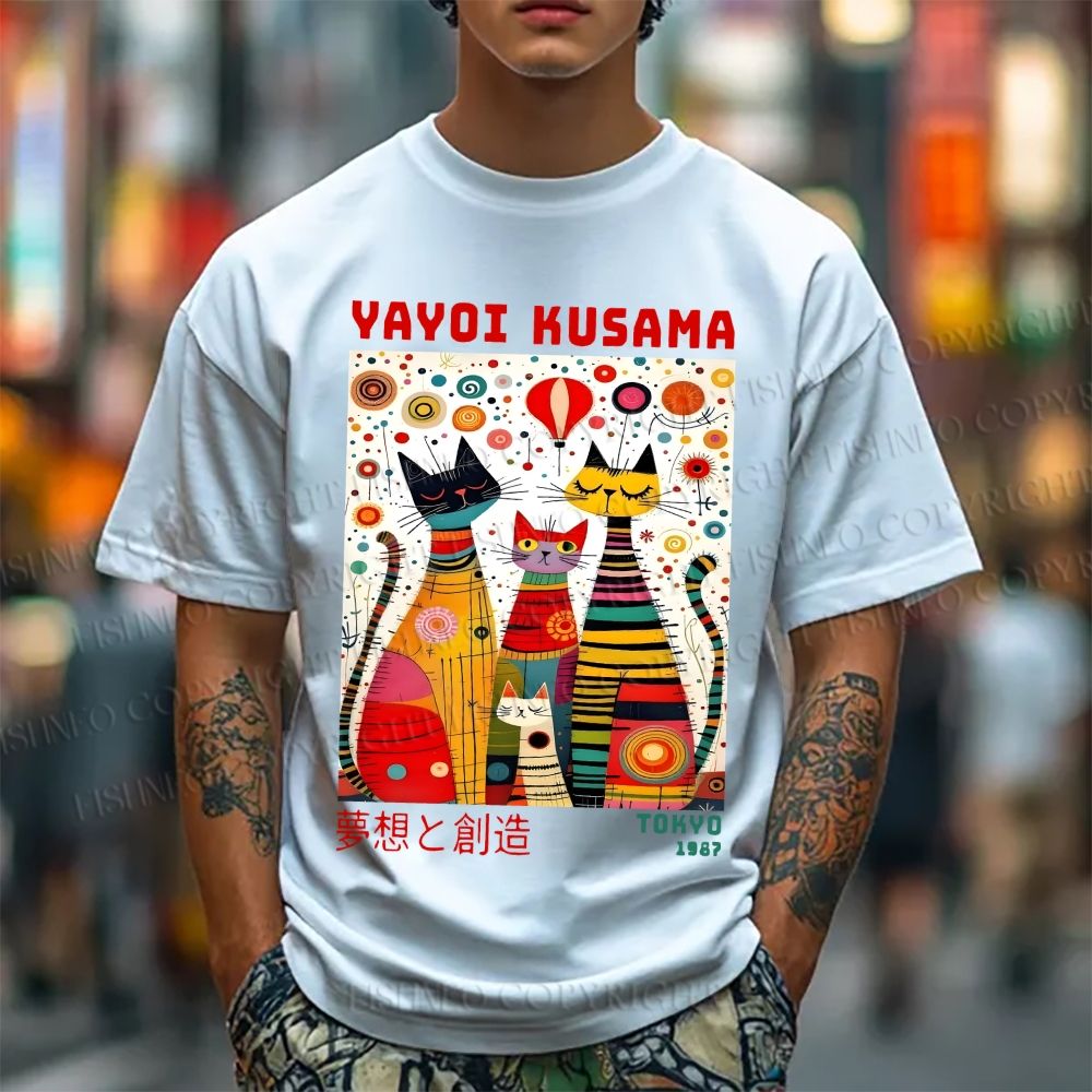 Unisex Yayoi Kusama Cats Dots Classic Cotton T-shirt