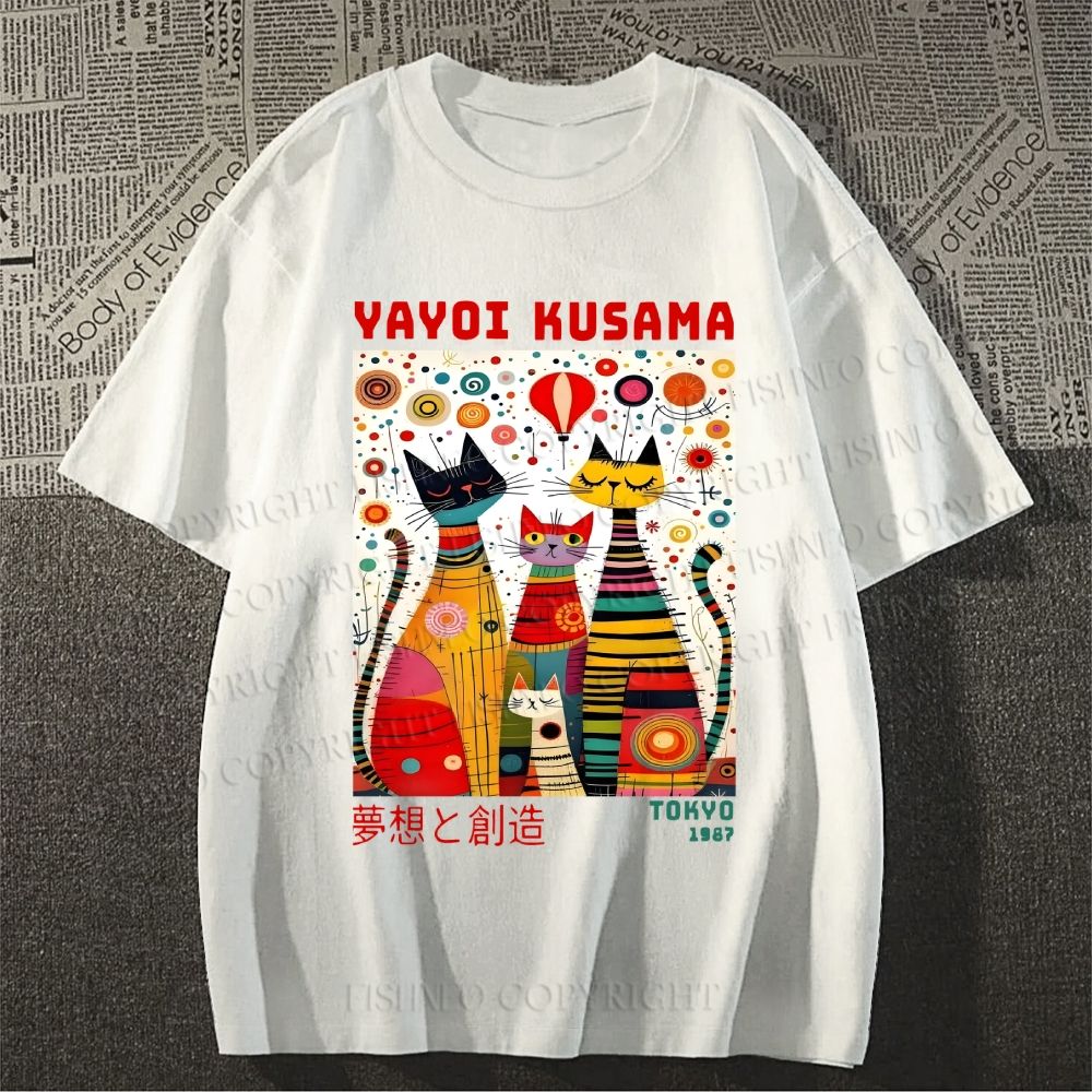 Unisex Yayoi Kusama Cats Dots Classic Cotton T-shirt