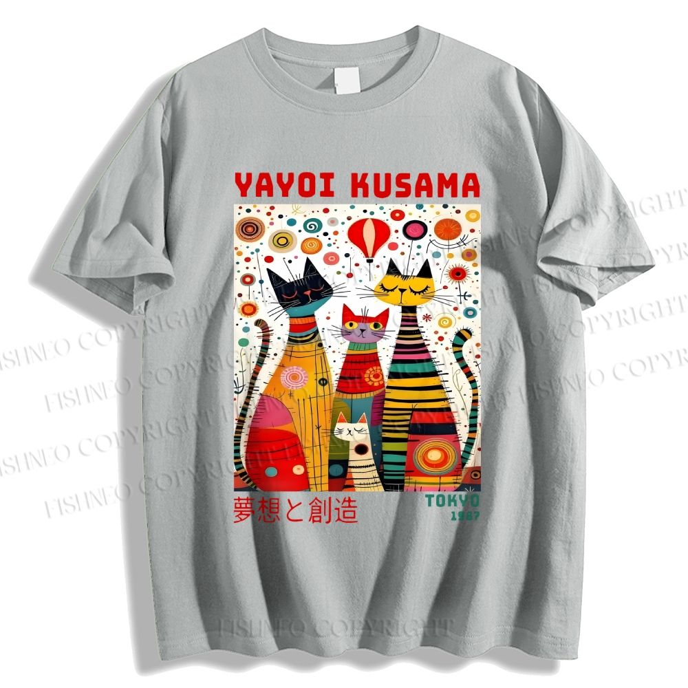 Unisex Yayoi Kusama Cats Dots Classic Cotton T-shirt
