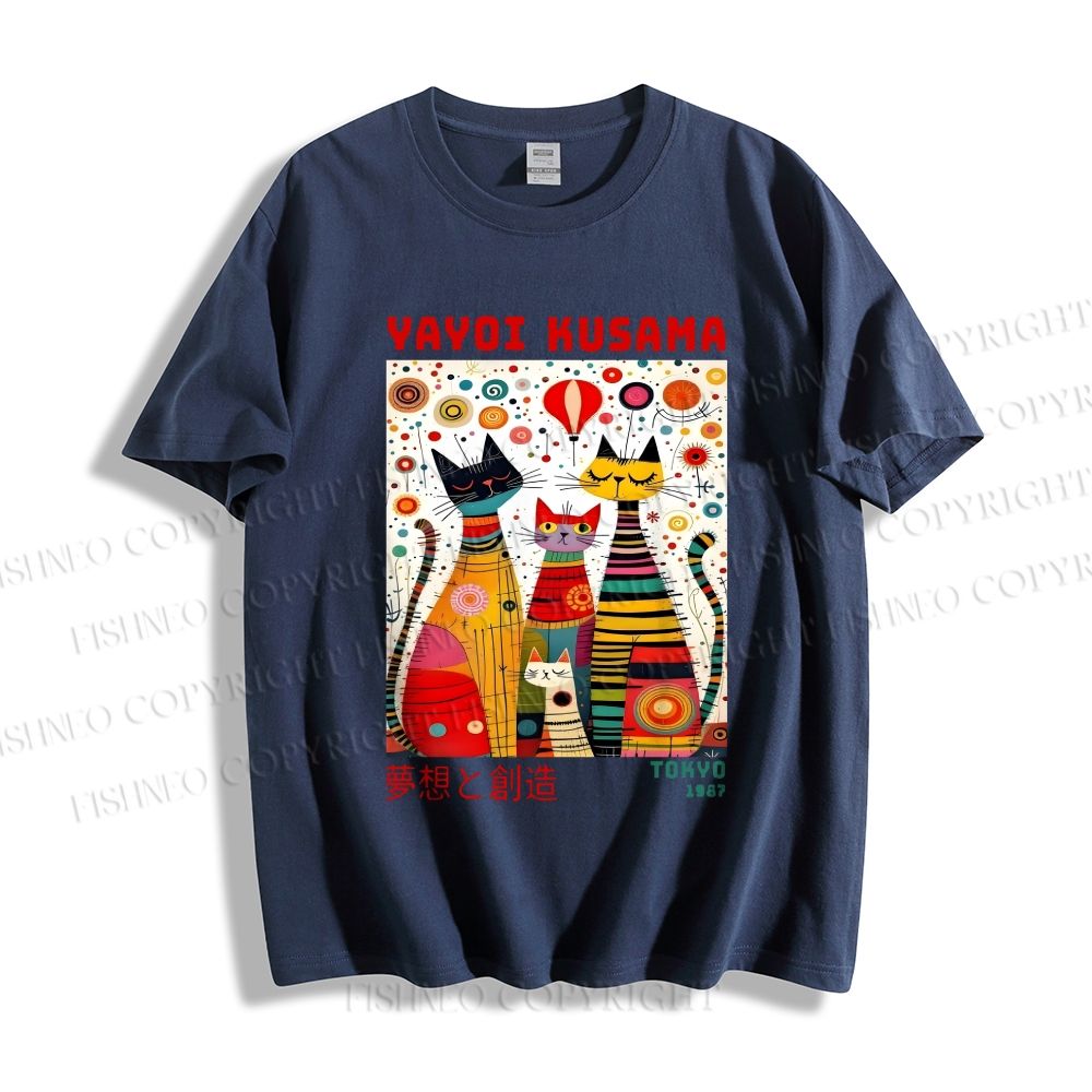 Unisex Yayoi Kusama Cats Dots Classic Cotton T-shirt