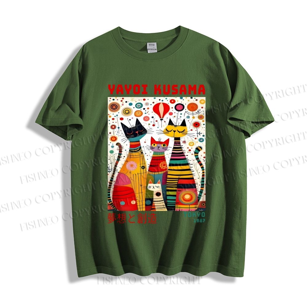 Unisex Yayoi Kusama Cats Dots Classic Cotton T-shirt