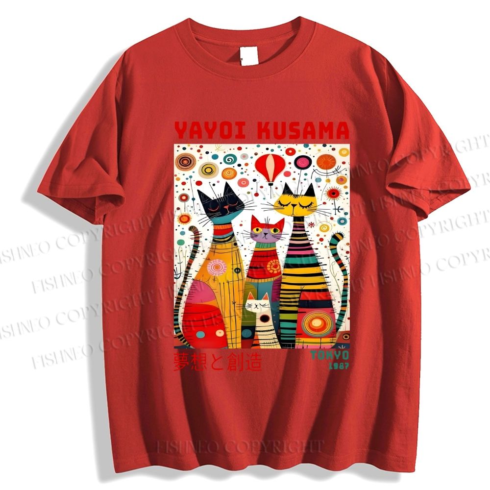 Unisex Yayoi Kusama Cats Dots Classic Cotton T-shirt