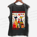 Unisex Yayoi Kusama Cats Dots Printed Washed Tank Top
